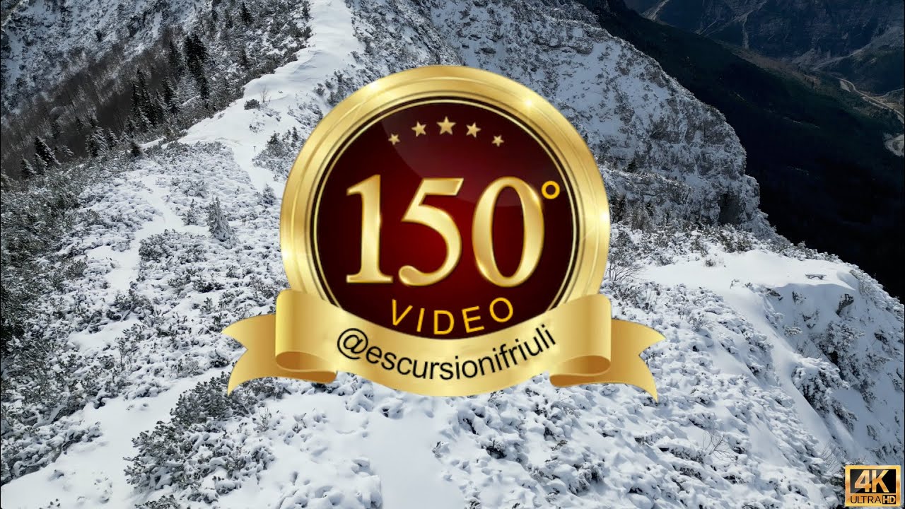 150 Invernale sul Monte Vualt (4K) Alpi Carniche orientali, paesaggi da sogno sulla neve fresca