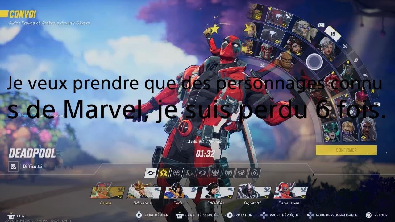 Que je dois prendre que des personnages connus de Marvel. J'ai perdu.