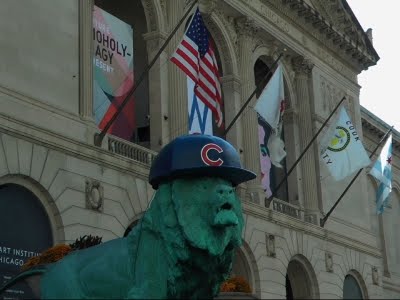 Raw: Chicago's Famous Lions Join Cubs' Fan Club