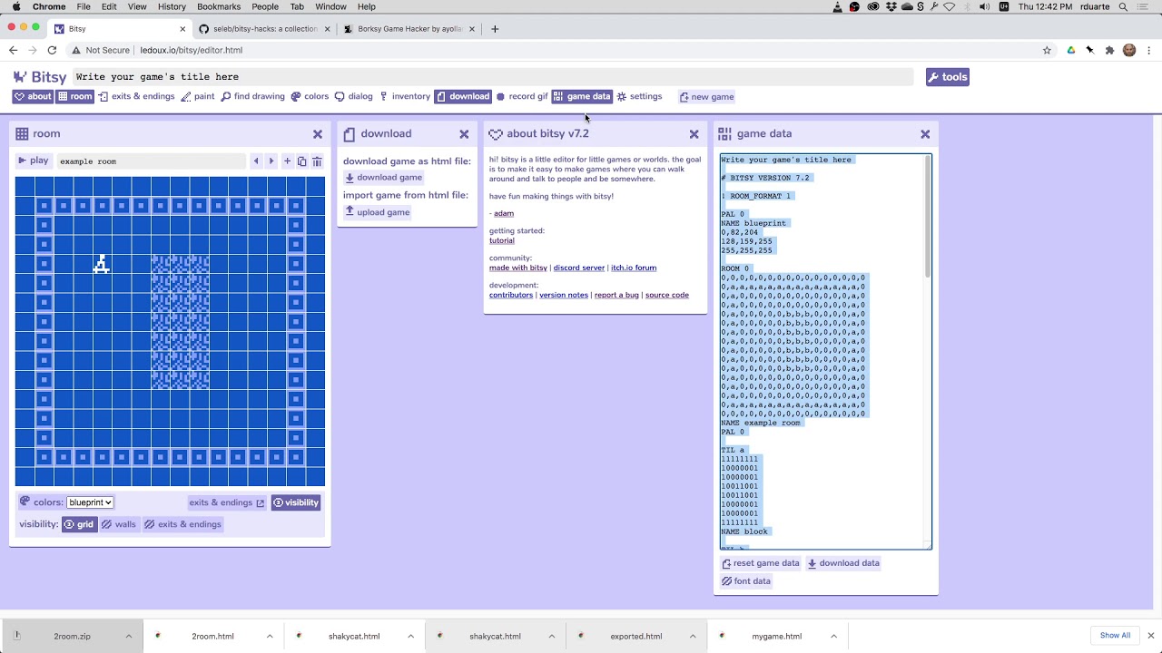 Advanced Bitsy 7 of 9: Adding hacks with Borksy