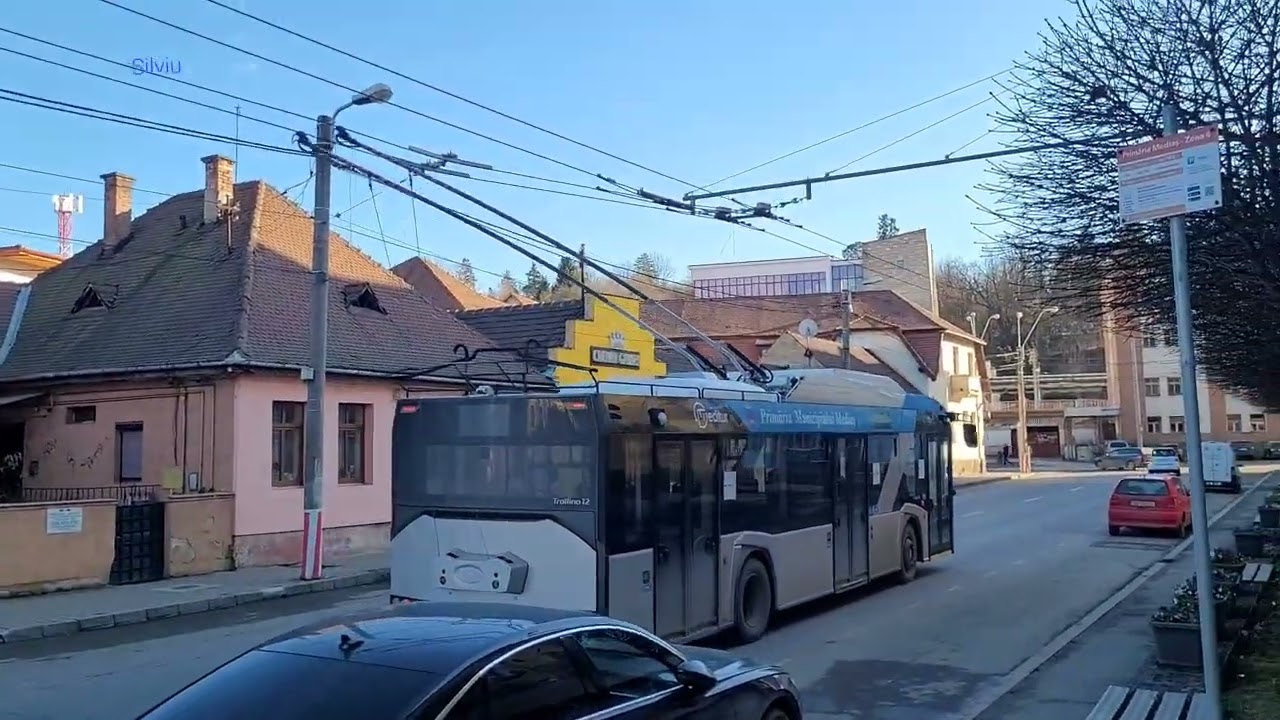 Mediaş: str. Stephan Ludwig Roth. Trolleybus nr. 365, route T5