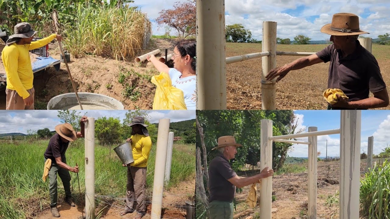 Mais um dia de trabalho na construção da cerca 
