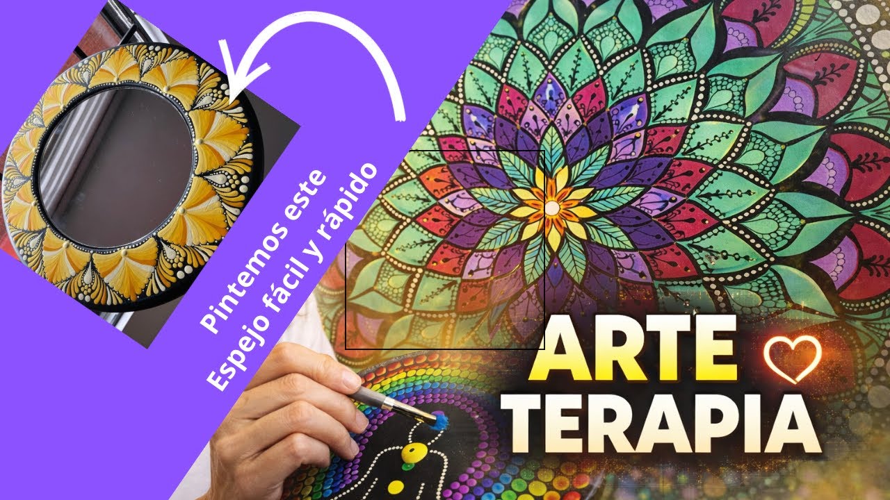 🖌️Cómo pintar este Espejo en puntillismo, puntos de arrastre paso a paso🎨 ven conmigo