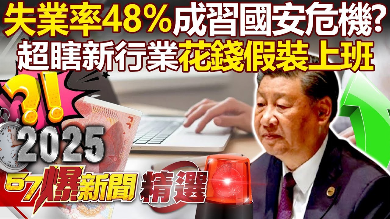 中國失業率飆48%成習近平國安危機！？超瞎新行業「假裝上班」花錢買工作的感覺」？！ - 康仁俊 姚惠珍 黃敬平 黃世聰 徐俊相【57爆新聞 精選】