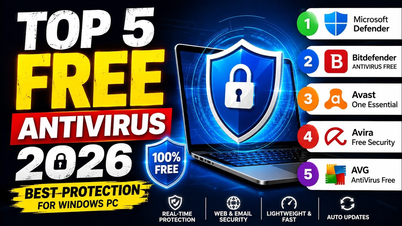 Top 5 FREE Antivirus for Windows PC in 2026 🛡️ Best Virus Protection