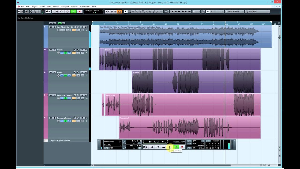 Cubase - Projekt vs Mix - Master (Rock cover verze)