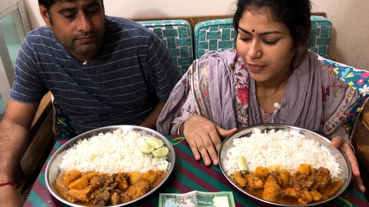 SPECIAL SPICY CHICKEN CURRY & RICE EATING CHALLENGE 😍HUSBAND VS WIFE EATING COMPETITION