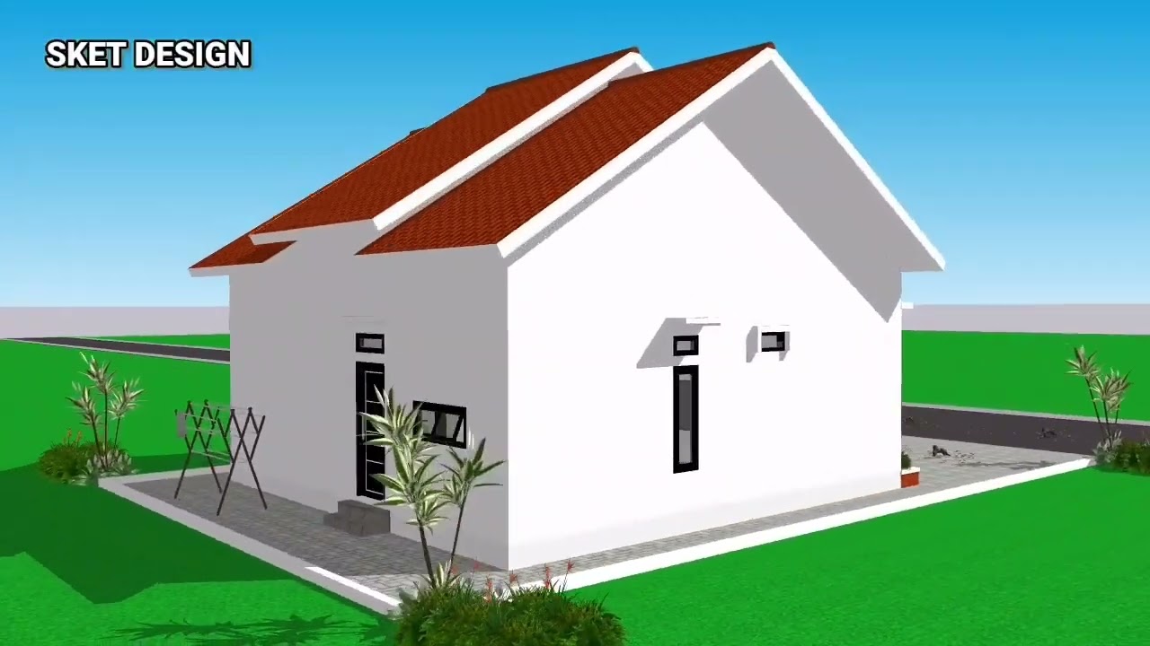 Desain Rumah Minimalis 9x9 meter - 3 Kamar Tidur dan Musholla 