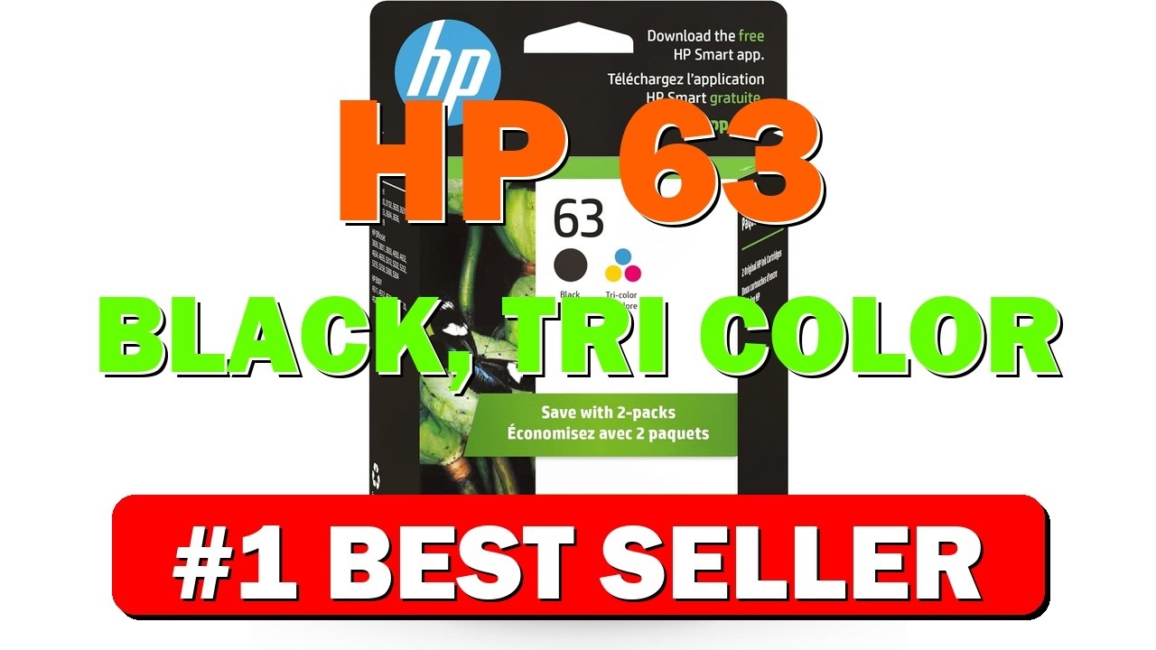HP 63 Black, Tri-Color Ink Cartridge Printers (2-Pack), Works with DeskJet 1112, - B00WR23VRI
