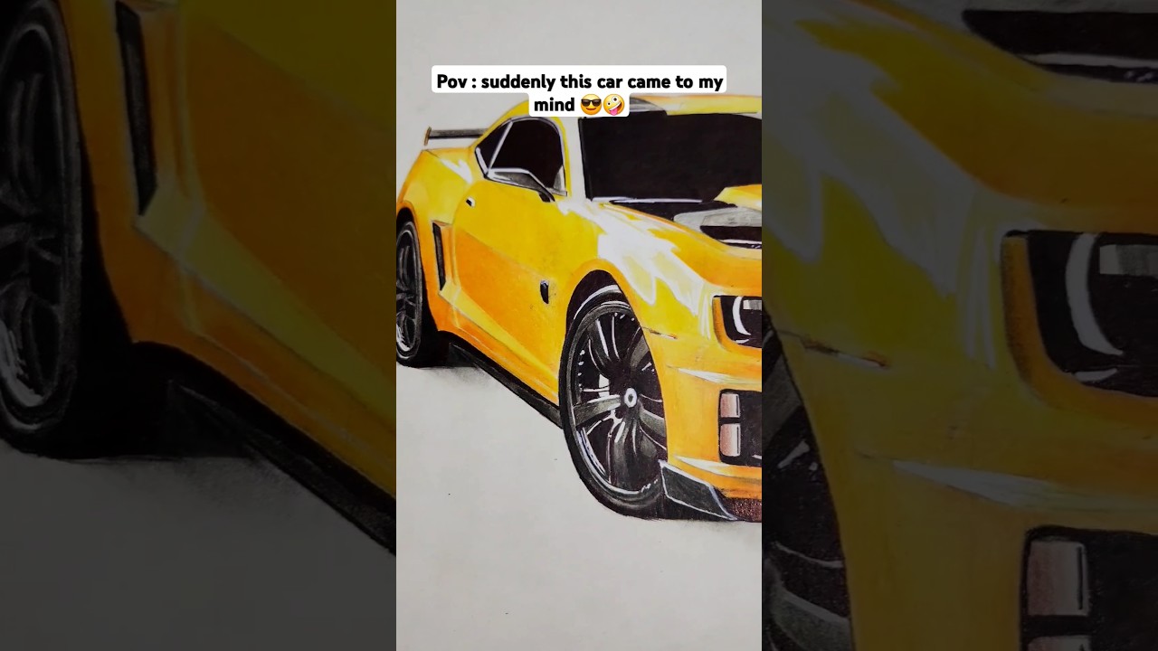 Drawing a realistic car | dodge challenger hellcat | #cars #dodgechallenger