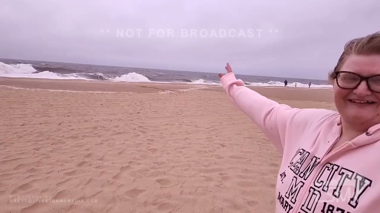 08-18-2025 Ocean City, MD - Effects of Hurricane Erin - Rough Surf, High Winds, Blasting Sands