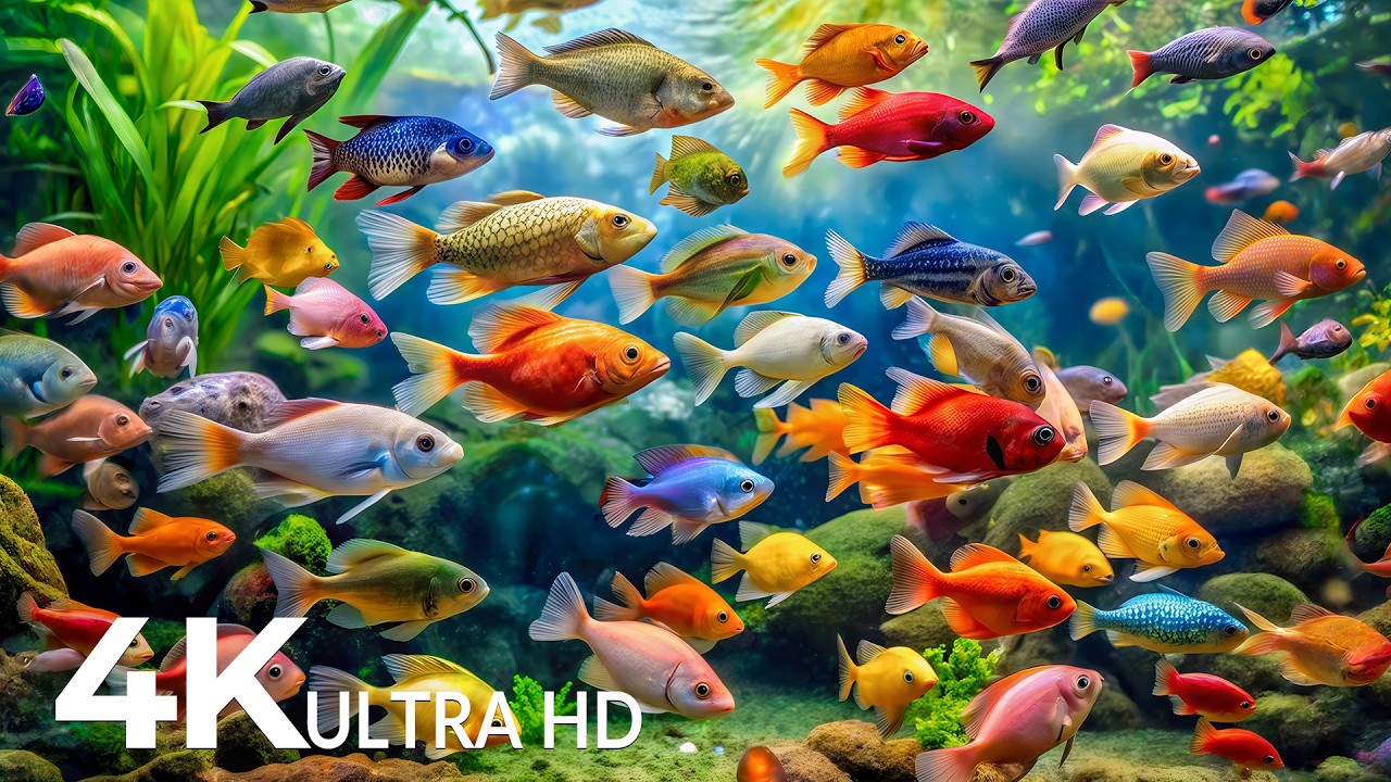 DREAM AQUARIUM 4K - Marine Life, Sea Animals and Coral Reef - Fish Tank Sounds for Deep Sleep #71