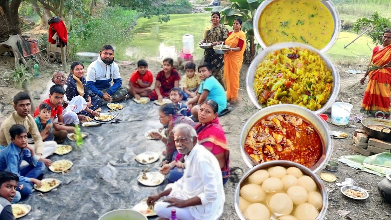 popi kitchen new year family picnic || সাদাভাত,ভেজডাল,বাধাকপি ঘন্ট, মাংস,চাটনি, মিষ্টি||