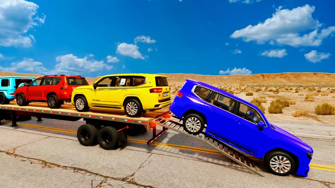Flatbed Truck McQueen | Transportation with Truck - Pothole vs Car #05 | BeamNG.Drive Gameplay
