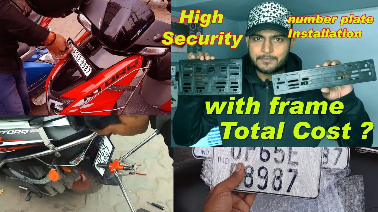 High security number plate installation on TVS NTORQ RACE XP with black frame || price?