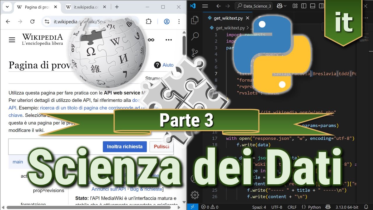 Scienza dei Dati con Python: Wikitesto, API Wikipedia