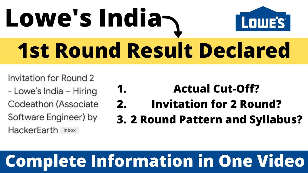Lowes India Result Declared | 1st Round Result Declared | Got Invitation of 2 Round Pattern
