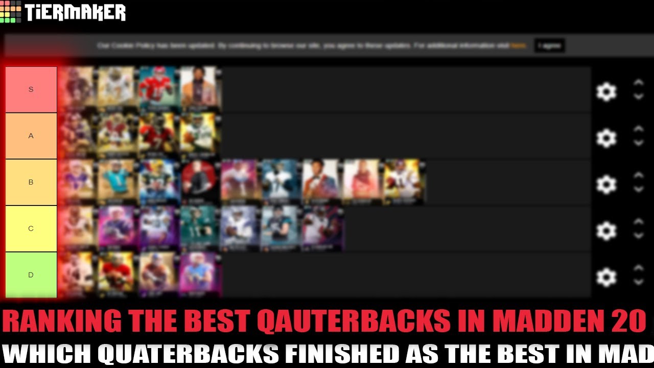 RANKING THE BEST QB'S IN MADDEN 20! TIER RANKING THE TOP QB'S! WHICH QB'S WERE THE BEST? | MADDEN 20