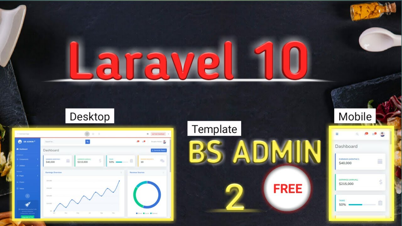 Tutorial Laravel 10 - integrating with free template Bootstrap 4 SB ADMIN 2