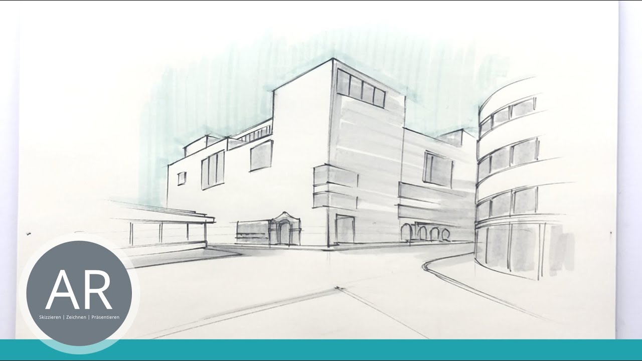 Schnell Gebäude perspektivisch zeichnen lernen. Architektur-Skizzen, Bewerbungsmappe Architektur