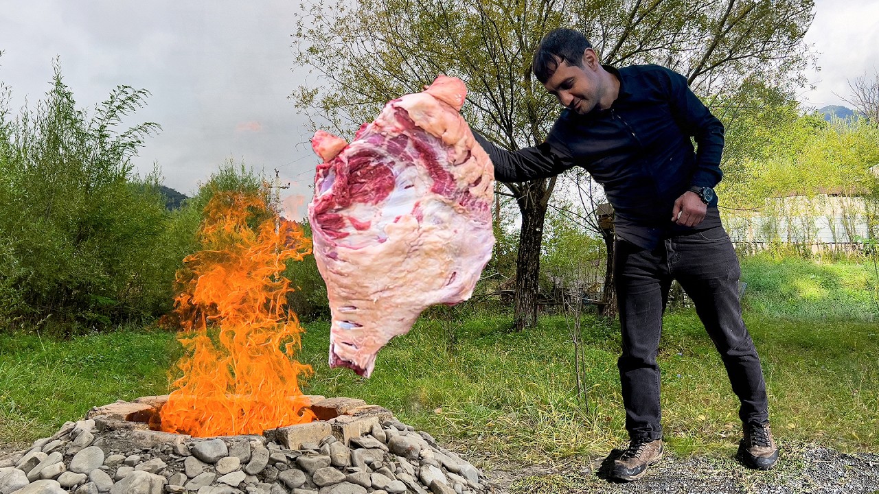 Burying a MASSIVE Lamb Rib in the Ground! 🔥 The ULTIMATE Underground Cooking (Unbeatable Taste) 🥩
