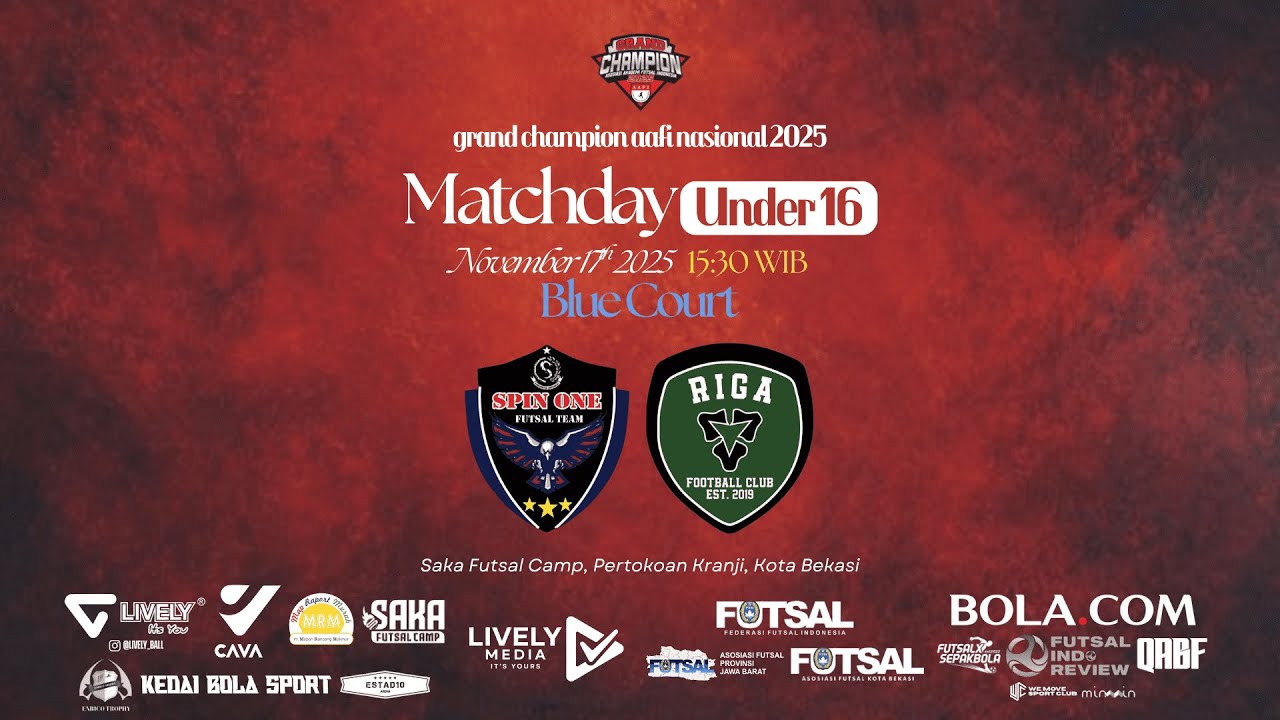 🔴[LIVE] GRAND CHAMPION AAFI NASIONAL 2025 U-16 || SPIN ONE FT VS SF RIGA