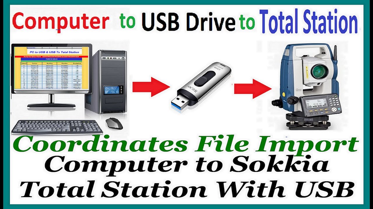 Coordinates File Import Computer to Sokkia Total Station With USB Drive
