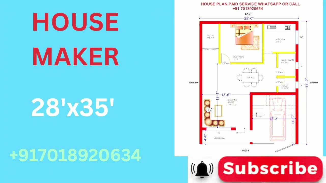 28×35 Ground Floor House Plan | Small Plot Modern Home Design