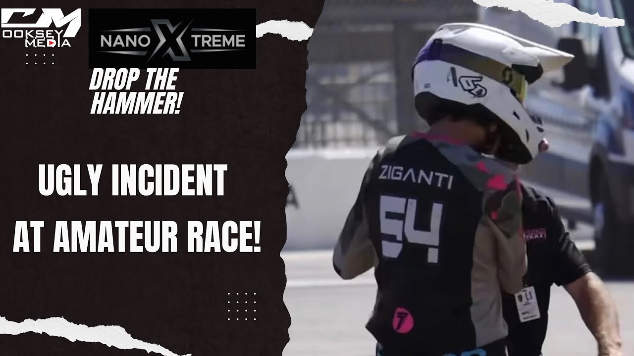 DAYTONA CHAOS! Amateur Crash Turns Into MAYHEM&mdash; Adult Grabs Kid By Helmet! NOT GOOD!