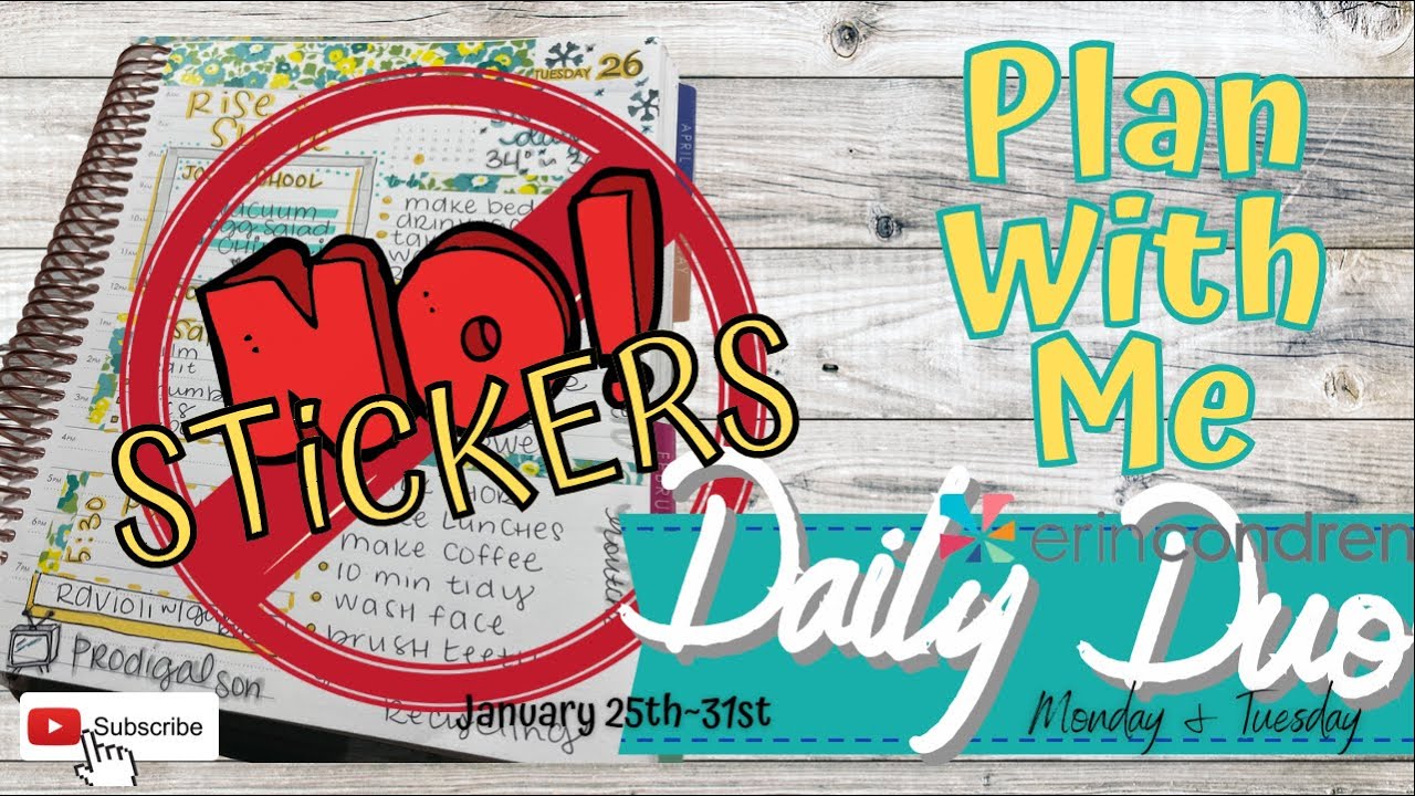 NEW! NO STICKER SPREAD PLAN WITH ME! Monday & Tuesday | Erin Condren Daily Duo | Mildliners #ecsquad