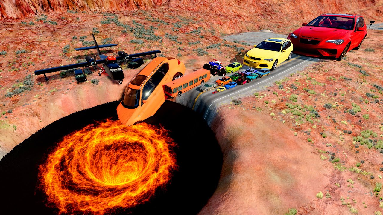 🔥 БОЛЬШИЕ И МАЛЕНЬКИЕ МАШИНКИ против ГИГАНТСКОЙ ЯМЫ #99 💥 – BeamNG.drive Extreme Crash Challenge ...