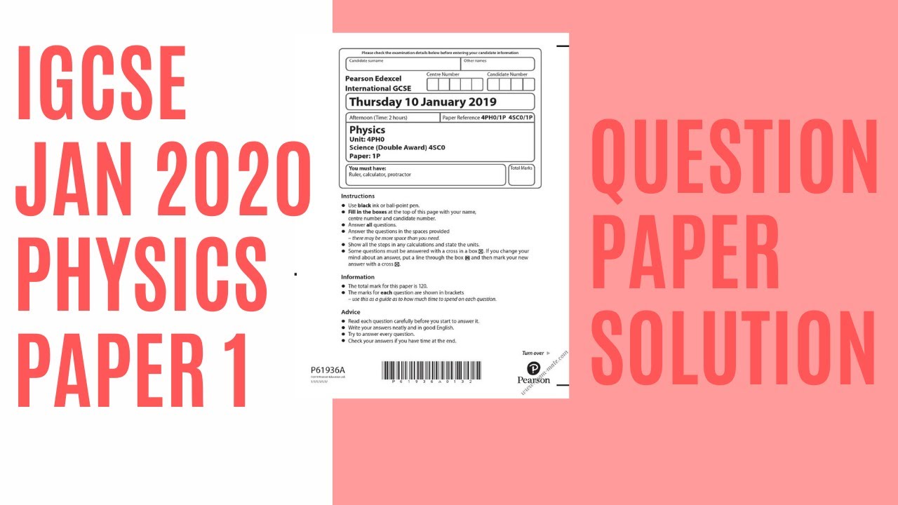 ФИЗИКА IGCSE | ЯНВАРЬ 2020 | ЭКЗАМЕНАЦИОННАЯ РАБОТА 1 | 4PH1/1P | РЕШЕНИЕ.