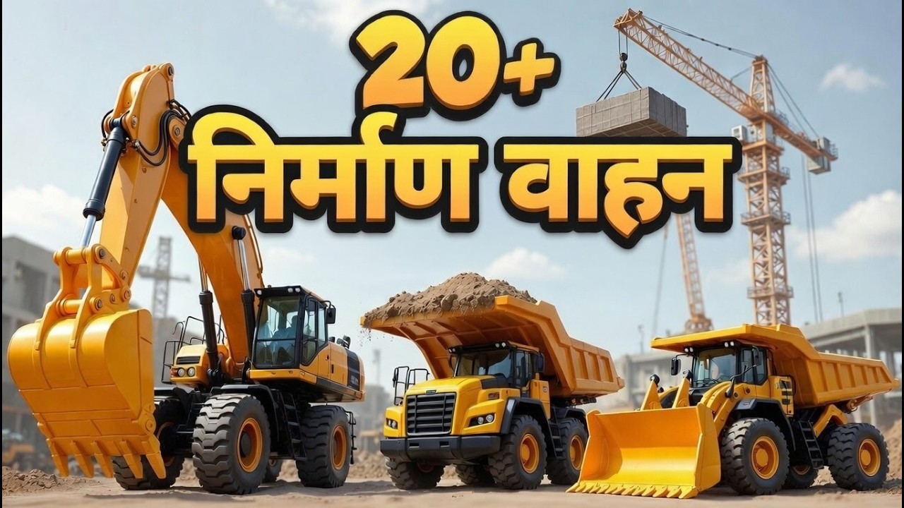 🚧 Construction Vehicles for Kids | Real Excavator, Bulldozer & many more | English & Hindi Learning