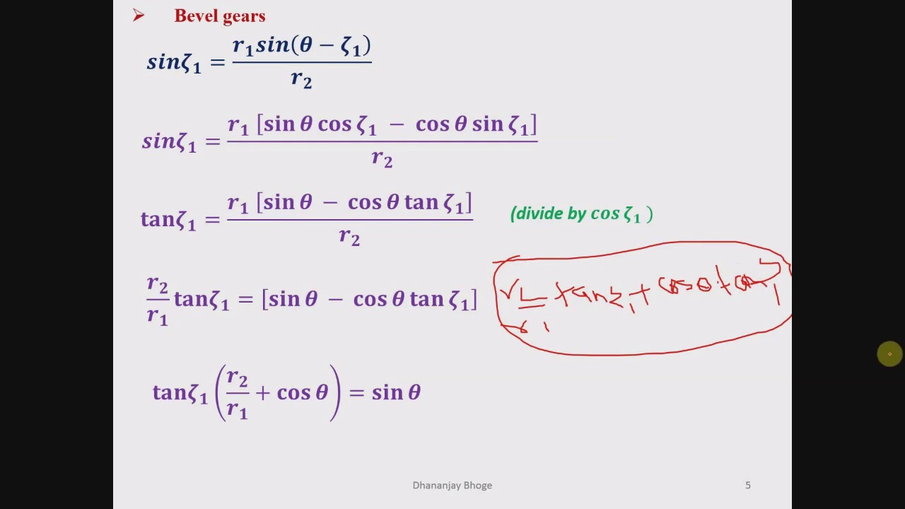 Bevel Gear Analysis : Pitch angle and force analysis