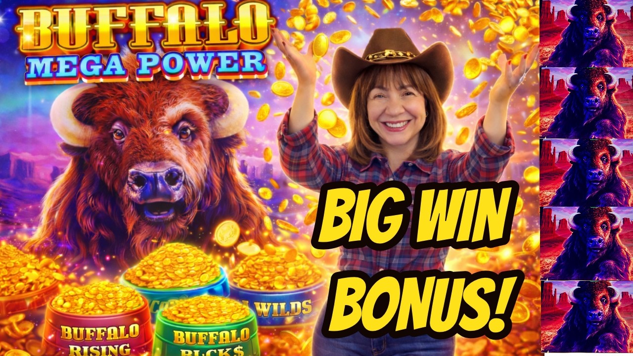 MY FIRST BIG WIN ON BUFFALO MEGA POWER!