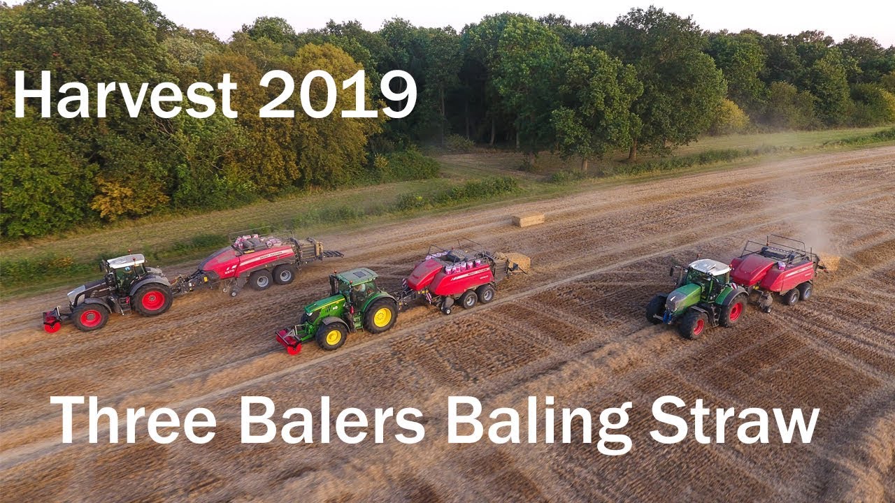 Harvest 2019 | Three Balers Baling Straw | NEW Massey Ferguson 2370 Baler