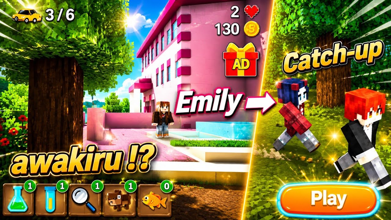 Assiek waktunya main kejar kejaran - Pink Princess House Craft Game - Emily Catch up