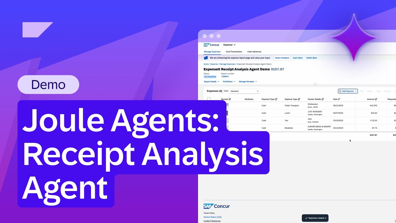 Joule Agents: Receipt Analysis Agent | Demo