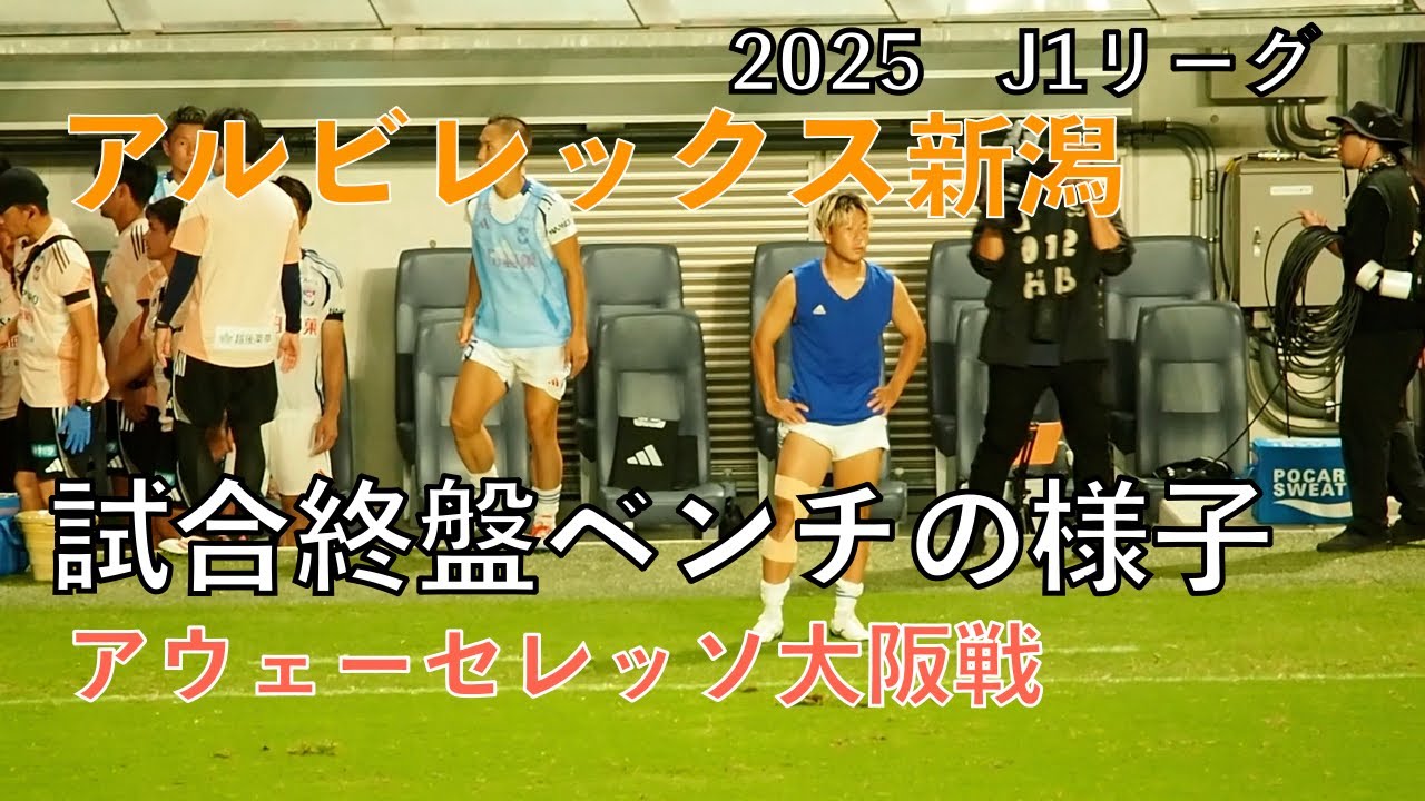 【アルビレックス新潟】　試合終盤　ベンチの様子　2025J1リーグ 第25節　アウェーセレッソ大阪戦　〜ビッグスワンでアルビを応援しようぜ〜