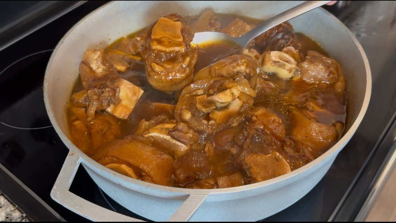 Brown Stew Cow Foot with Butter Beans | Easy Caribbean Recipe