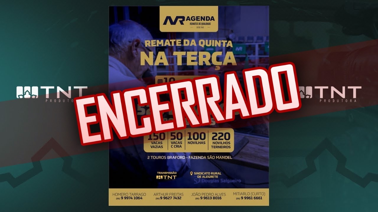 10/02 - Remate da Quinta na Terça Agenda Remates | 19h