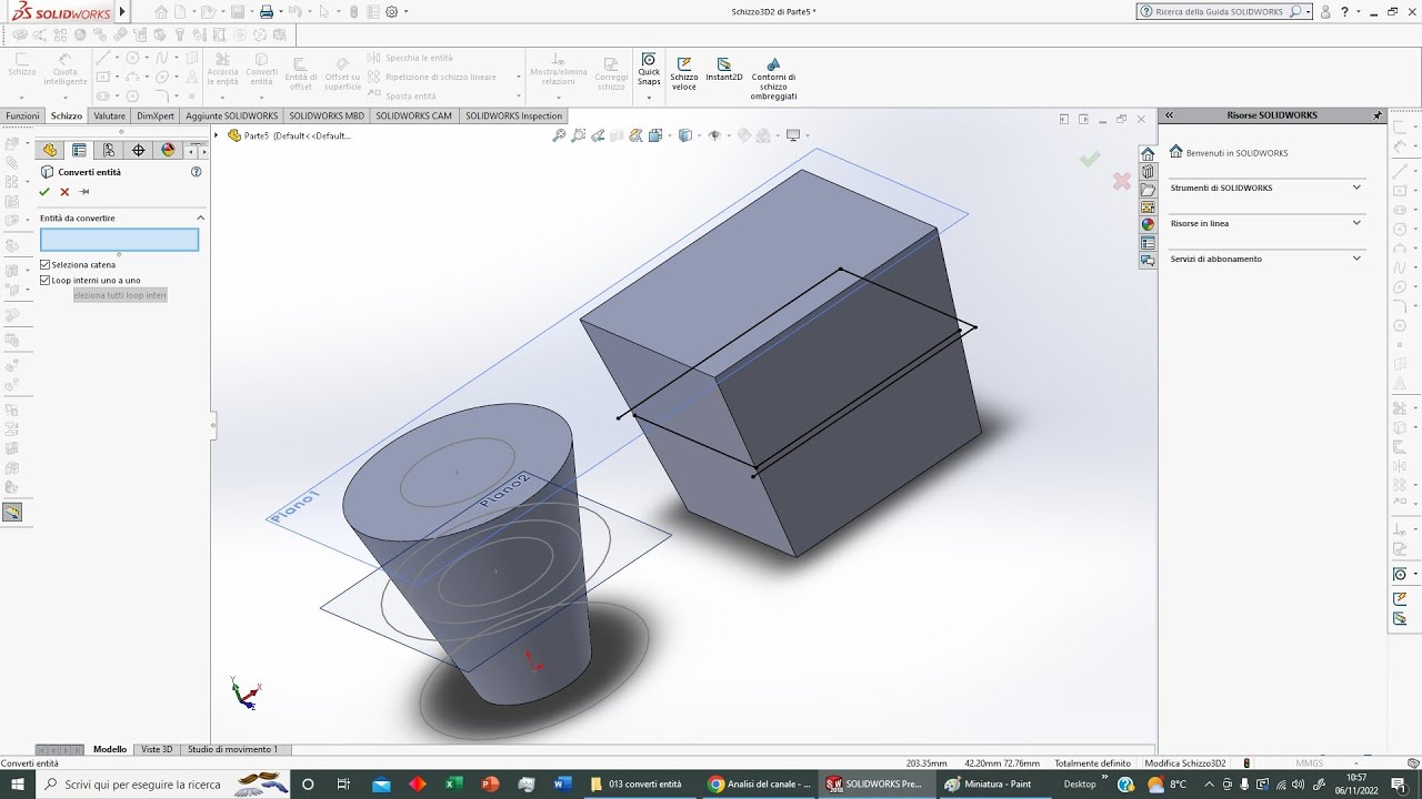 Solidworks: Converti Entità e Curva d'Intersezione (013)