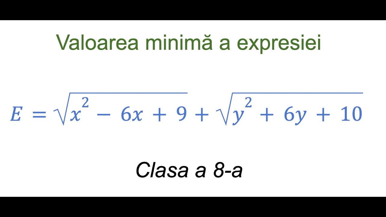 Valoare minima a unei expresii algebrice - Clasa a VIII-a