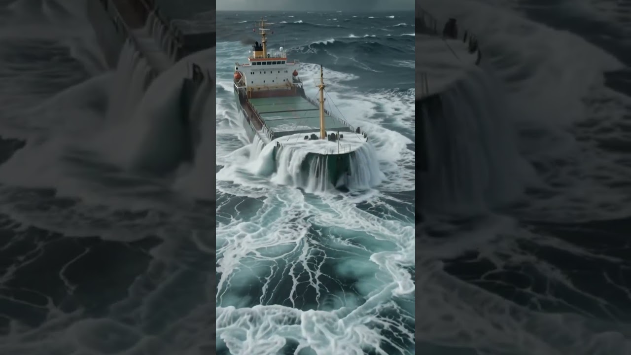 Surviving Rough Seas: Cargo Ship Cuts Through Monster Wave #maritime #ship #ocean