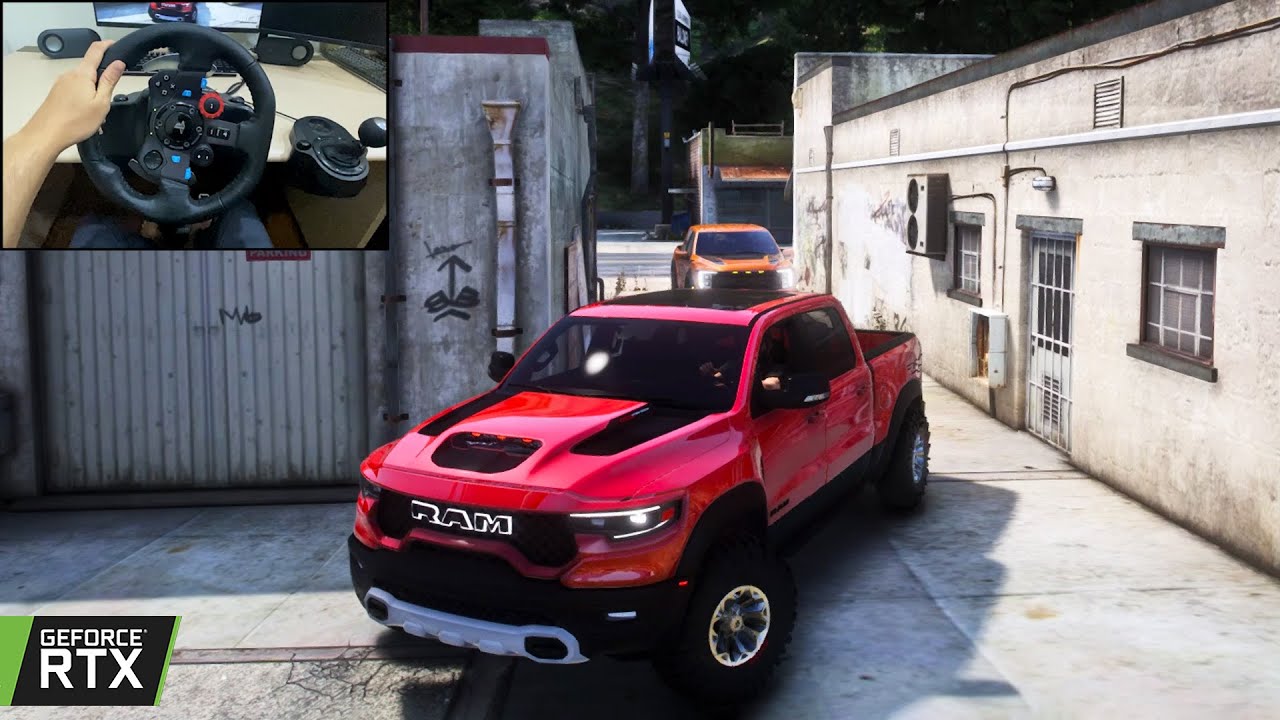 RAM 1500 TRX & Ford F-150 Raptor | OFFROAD CONVOY | GTA 5 | Steering wheel gameplay