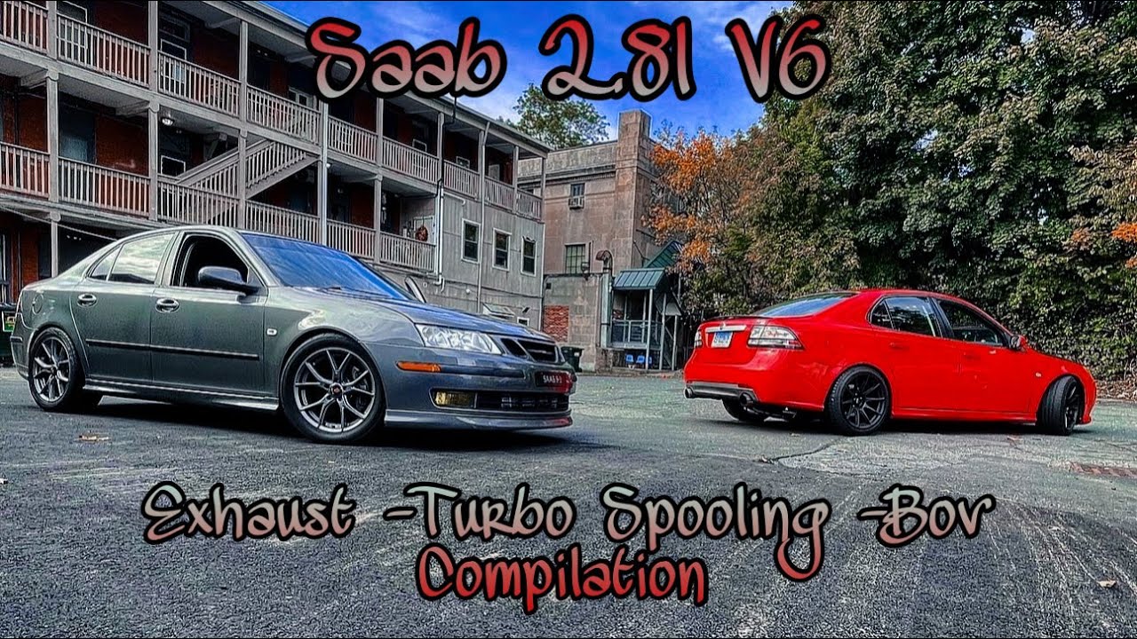Two Big Turbo Saab 9-3 Aero 2.8l V6 Exhaust / Turbo Spools / BOV Sound Compilation