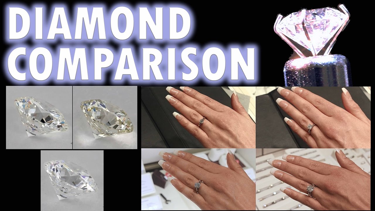 Diamond Size Comparison Color Clarity 2 Carat 1 Ct Ring on Finger Hand 3 .5 1/2 Cut Price vvs women