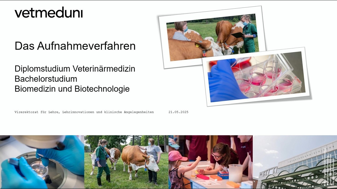 Aufnahmeverfahren Diplomstudium Veterinärmedizin und Bachelor Biomedizin & Biotechnologie 2026/2027