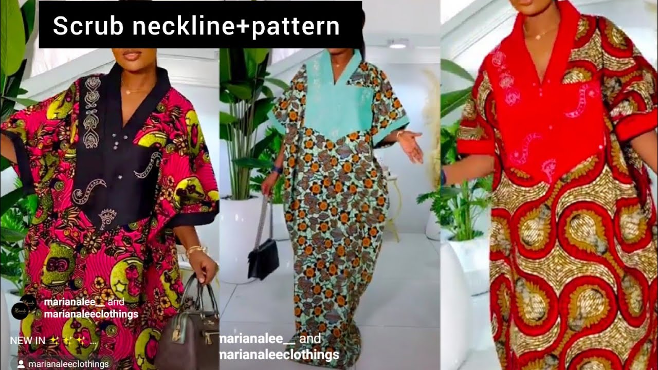 how to sew this trendy bubu kaftan: scrub neckline+stylish pattern tutorial