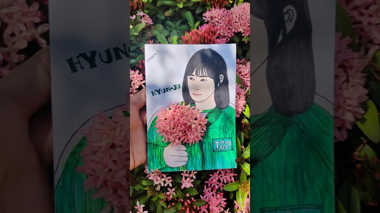 Hyun ju, squid game! 👀 #satisfying #artwork #zhenhina #shorts #popular #flowers